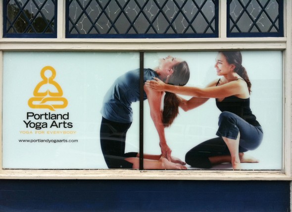 detail of photo mural at Portland Yoga Arts shot by John Valls