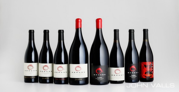 family of wine bottles shot for Brooks Winery