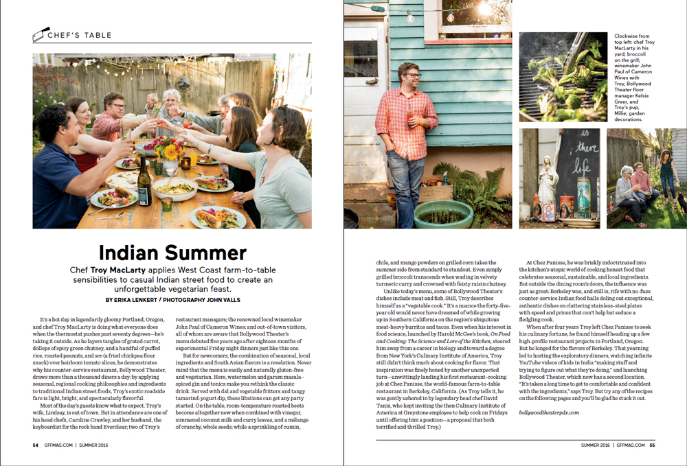 inside spread of GFF article on Troy McLarty of Bollywood Theater