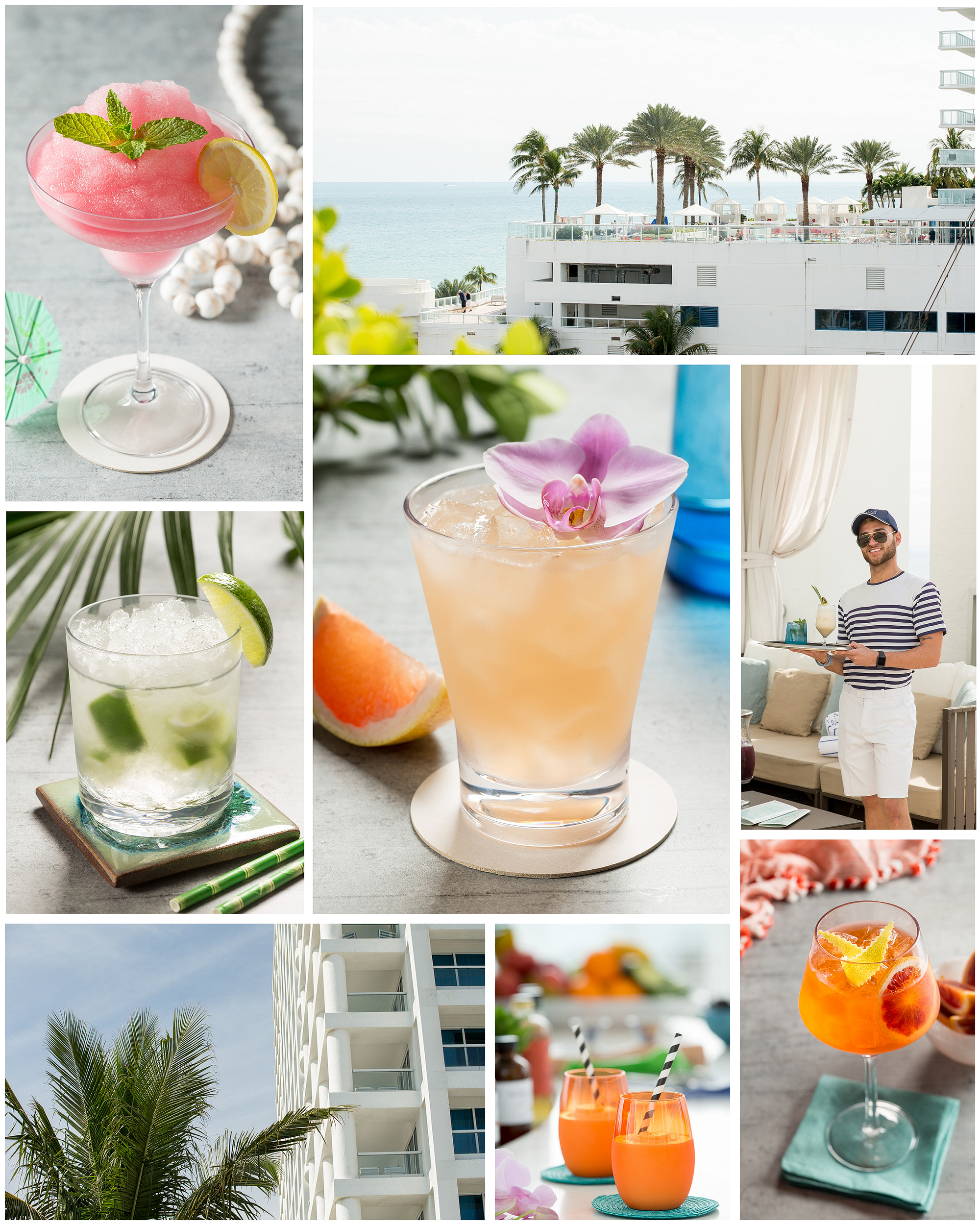 Colorful photos of Hilton Poolside cocktails